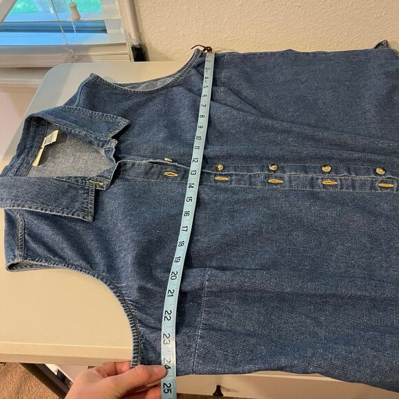Vintage 90s Cherokee Cotton Denim Button Down Sleeveless Tank Top Shirt Size 22W - Picture 6 of 8